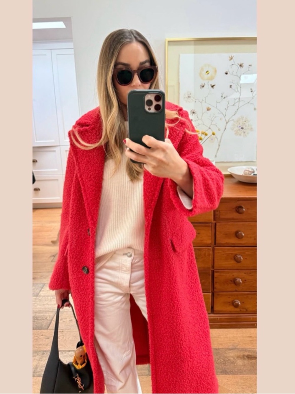 LC Lauren Conrad Bright Red Teddy Coat